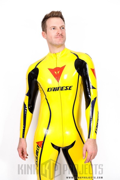 Male Brand Name Motorcycle Style Latex Catsuit