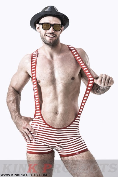 Male Outstanding Stripes Wrestling Suit 