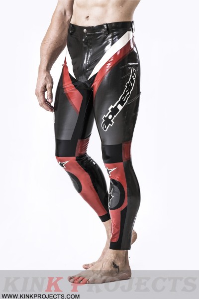 Male Latex Motorcycle Branding Pants