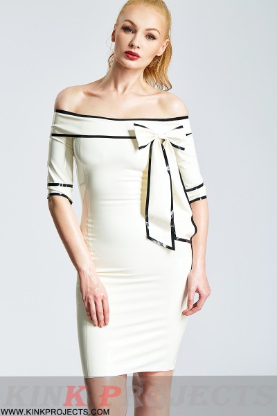 Drop-Shoulder Ribbon Cocktail Dress 