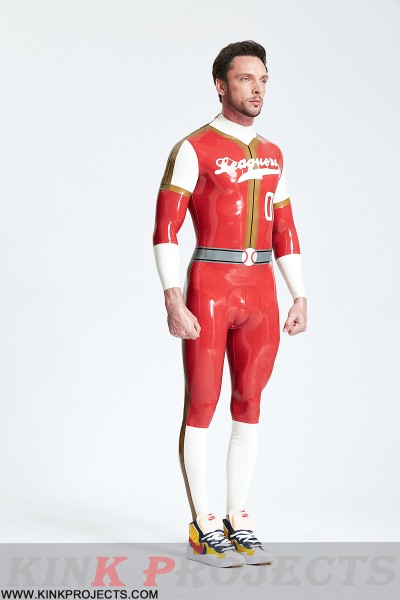 Male 'Leaguers' Baseball Look Shoulder Zip Catsuit 