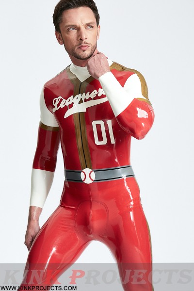 Male 'Leaguers' Baseball Look Shoulder Zip Catsuit 