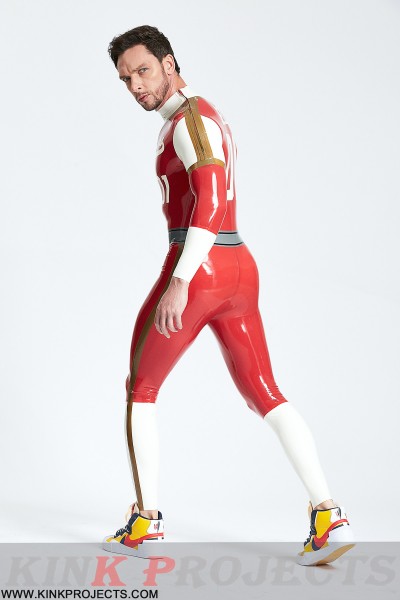 Male 'Leaguers' Baseball Look Shoulder Zip Catsuit 