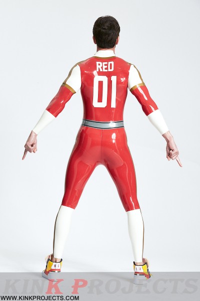 Male 'Leaguers' Baseball Look Shoulder Zip Catsuit 