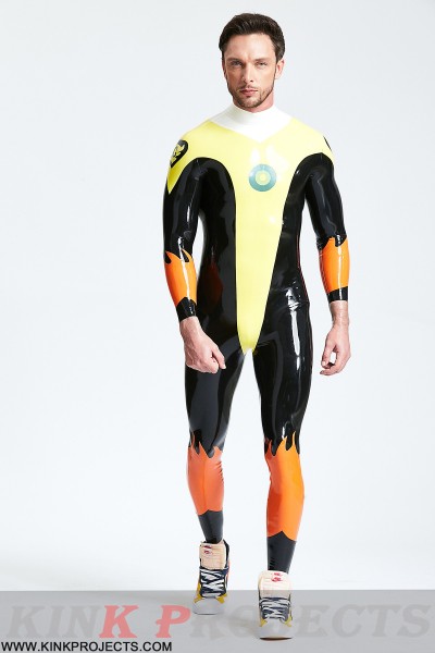 Male 'Captain Flame' Back Zip Catsuit 