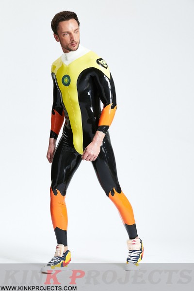 Male 'Captain Flame' Back Zip Catsuit 