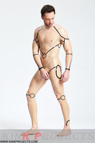 Male Translucent 'Tron' Back Zip Catsuit 