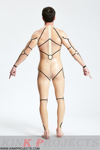 Male Translucent 'Tron' Back Zip Catsuit 