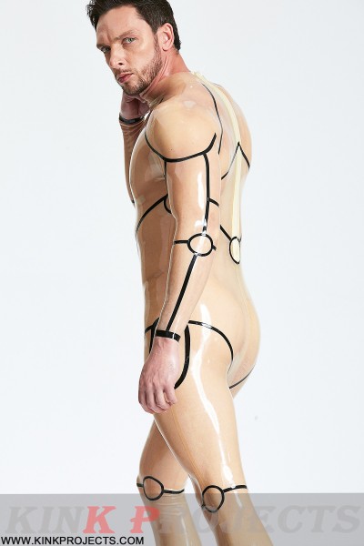 Male Translucent 'Tron' Back Zip Catsuit 