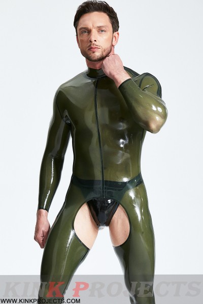 Male Translucent 'Chaps Look' Shoulder-zip Catsuit 