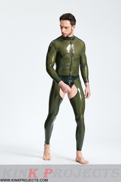 Male Translucent 'Chaps Look' Shoulder-zip Catsuit 