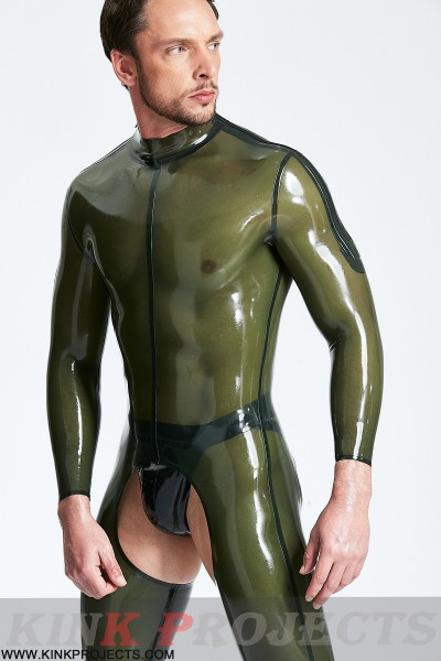 Male Translucent 'Chaps Look' Shoulder-zip Catsuit 