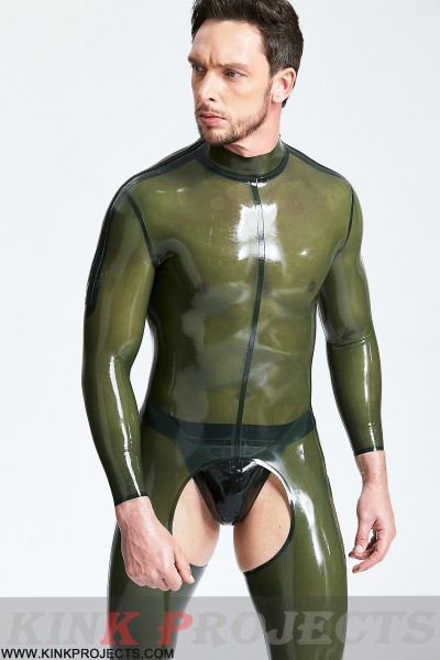 Male Translucent 'Chaps Look' Shoulder-zip Catsuit 