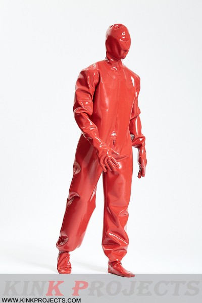 Male Hooded Heavy Latex Industrial Enclosure Suit