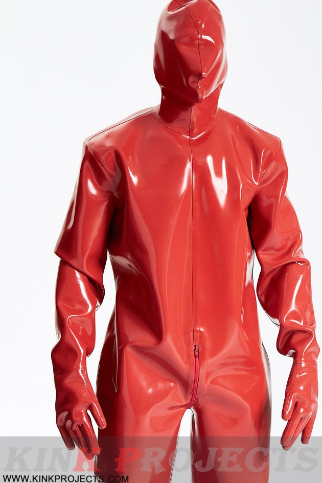 Male Hooded Heavy Latex Industrial Enclosure Suit