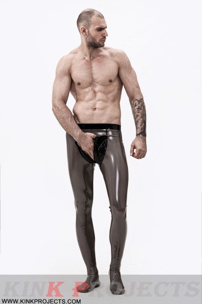 Male Transparent Latex Pouch-Front Leggings/Tights