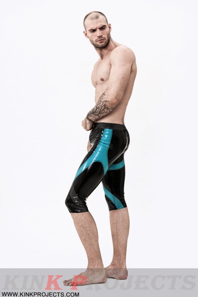 Male 'Crossways' Latex Knee-Length Leggings