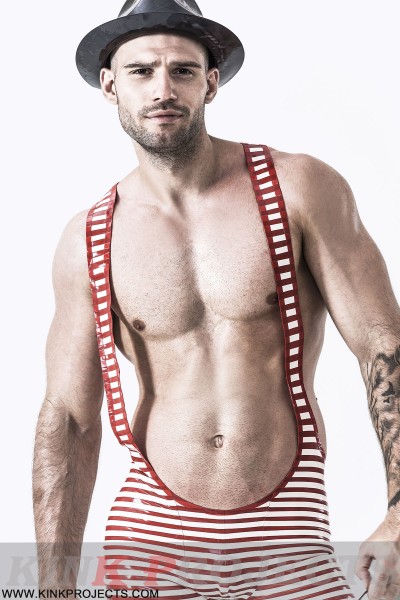 Male Outstanding Stripes Wrestling Suit 