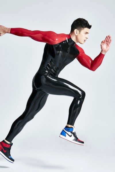 Male Through-Zip Raglan-Sleeved Catsuit 