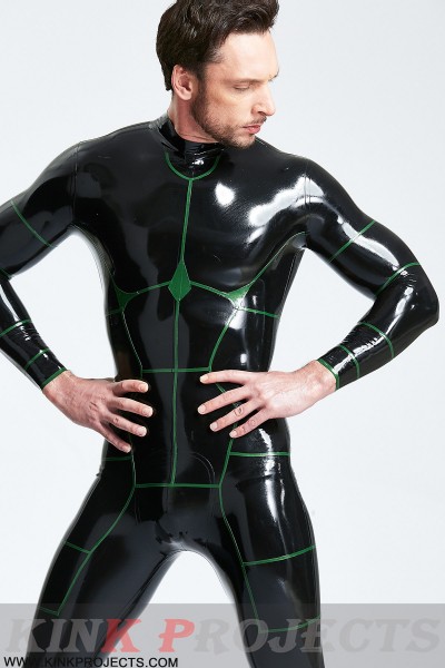 'Hexagonal' Back Zip Latex Catsuit 