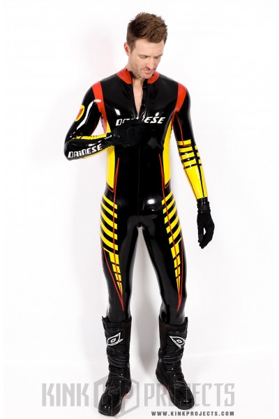 Male 'MotoGP' Branded Latex Biker Style Catsuit