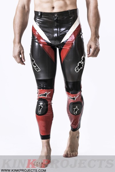 Male Latex Motorcycle Branding Pants