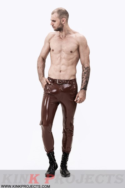 Male Latex 'Cargo' Pocketed Jeans