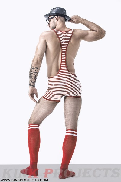 Male Outstanding Stripes Wrestling Suit 