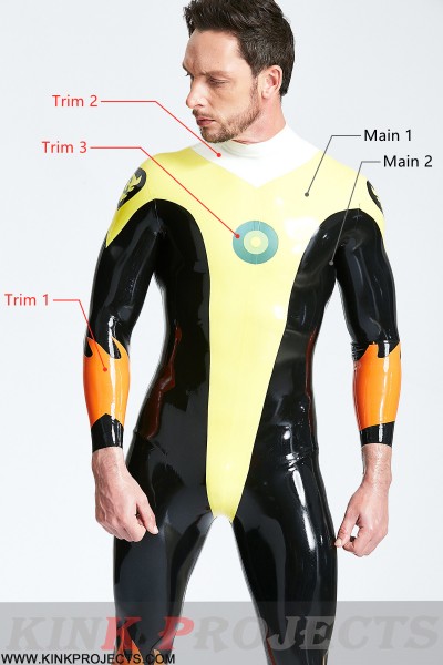 Male 'Captain Flame' Back Zip Catsuit 