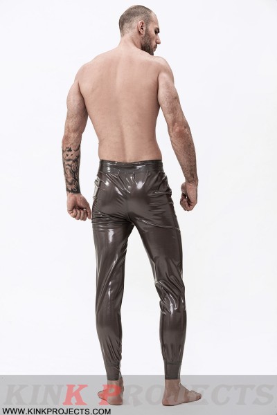 Male Latex Drawstring Sports-Style Tracksuit Pants