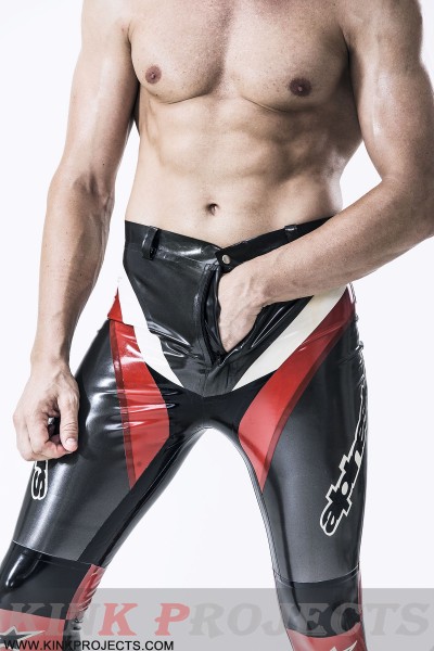 Male Latex Motorcycle Branding Pants