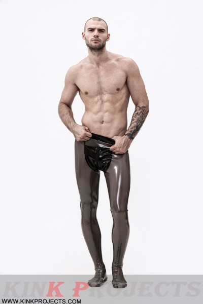Male Transparent Latex Pouch-Front Leggings/Tights