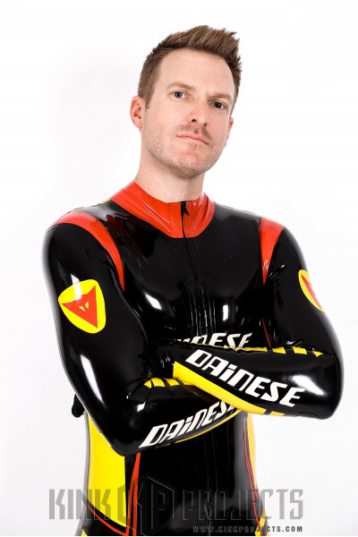 Male 'MotoGP' Branded Latex Biker Style Catsuit