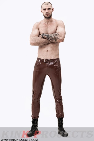 Male Latex 'Cargo' Pocketed Jeans