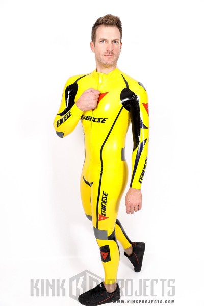 Male Brand Name Motorcycle Style Latex Catsuit