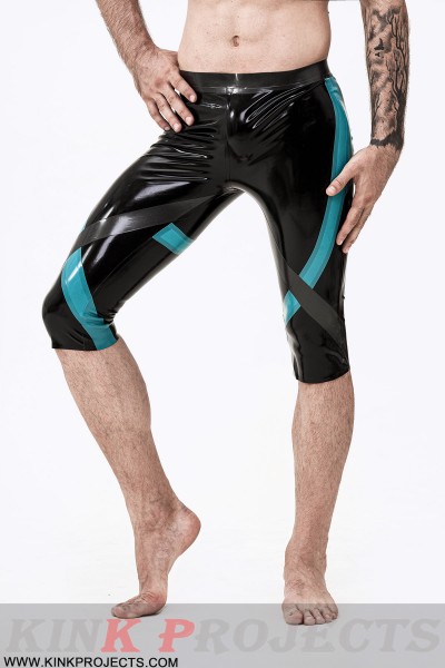 Male 'Crossways' Latex Knee-Length Leggings