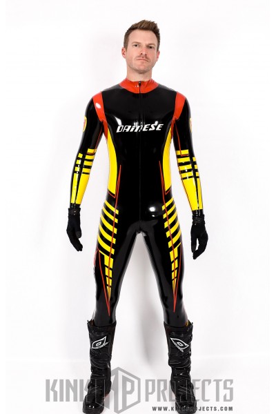 Male 'MotoGP' Branded Latex Biker Style Catsuit