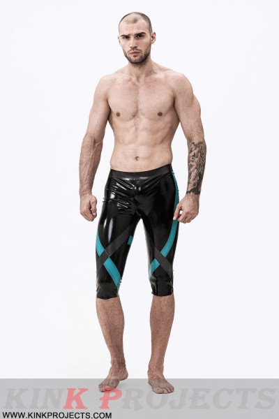 Male 'Crossways' Latex Knee-Length Leggings