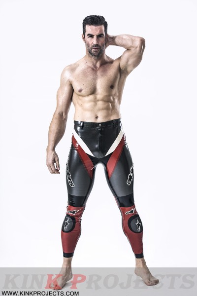 Male Latex Motorcycle Branding Pants