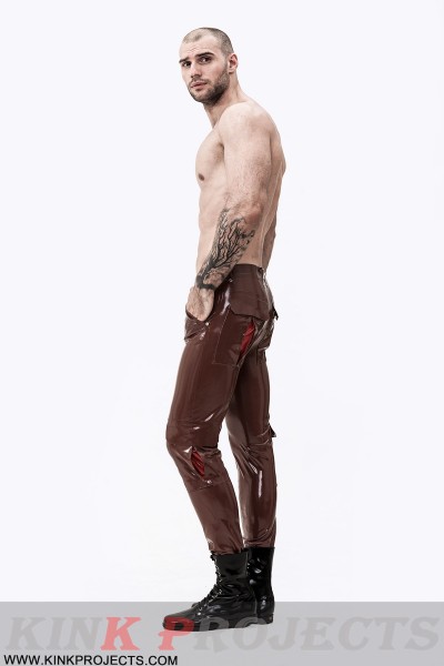 Male Latex 'Cargo' Pocketed Jeans