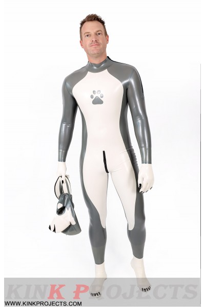 Male Grey Donkey Latex Catsuit