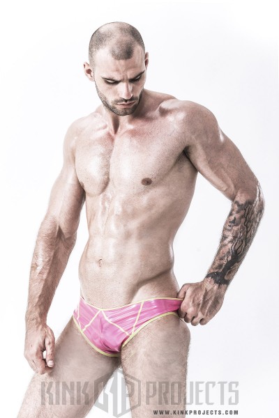 Male 'Zig-Zag' Low-cut Latex Swimwear