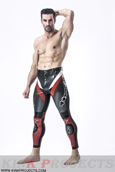 Male Latex Motorcycle Branding Pants