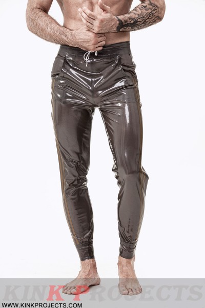 Male Latex Drawstring Sports-Style Tracksuit Pants