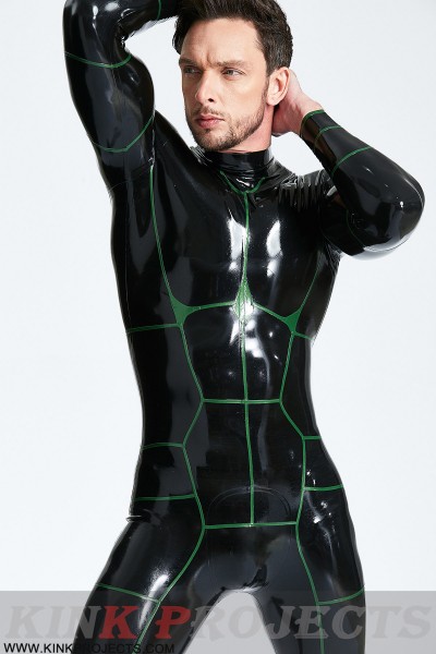 'Hexagonal' Back Zip Latex Catsuit 