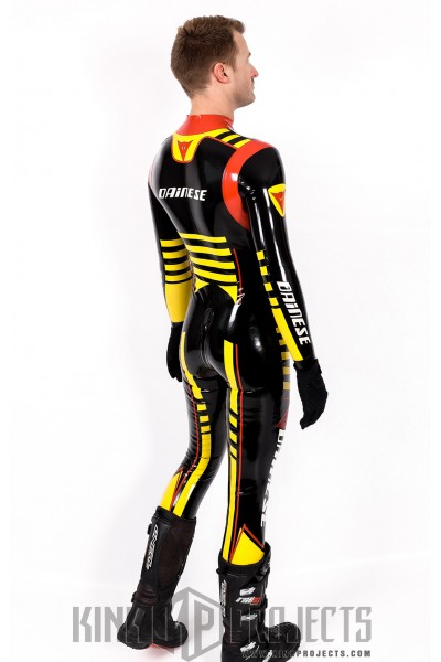 Male 'MotoGP' Branded Latex Biker Style Catsuit