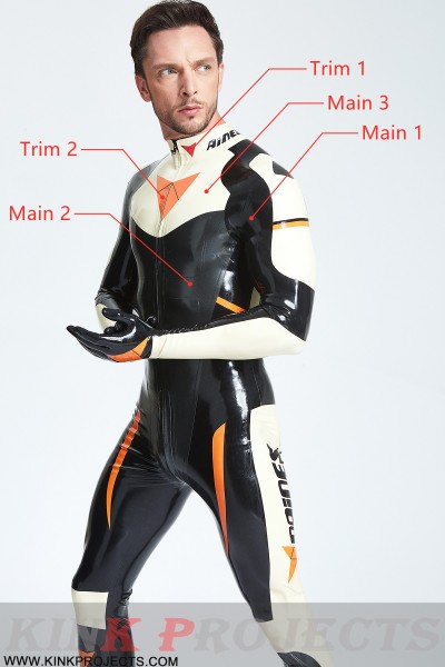Rubber Latex Moto Suit Great Catsuit with Custom Logo and Letter