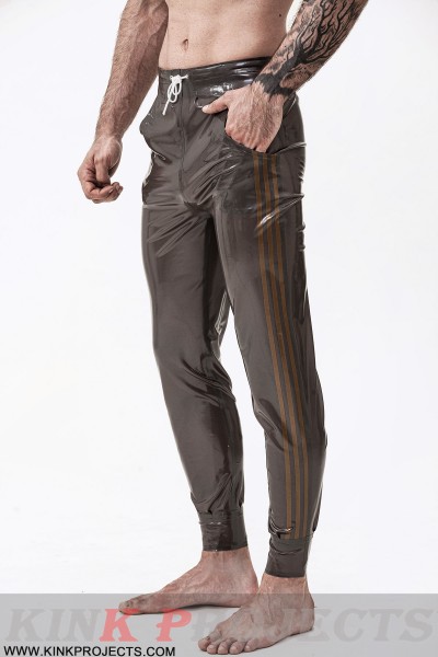 Male Latex Drawstring Sports-Style Tracksuit Pants