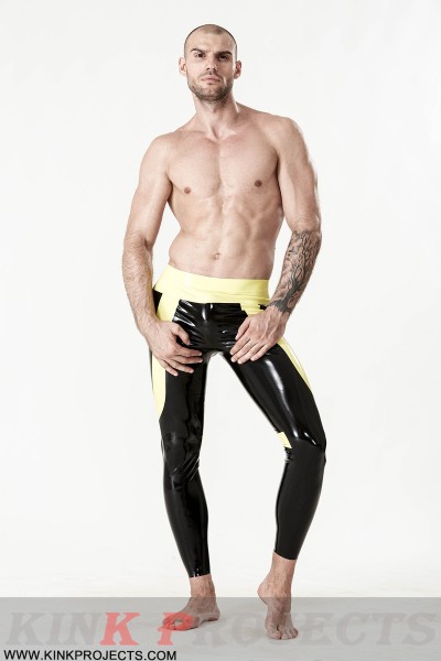 Male Latex Low-Cut 'Side-Striped' Leggings