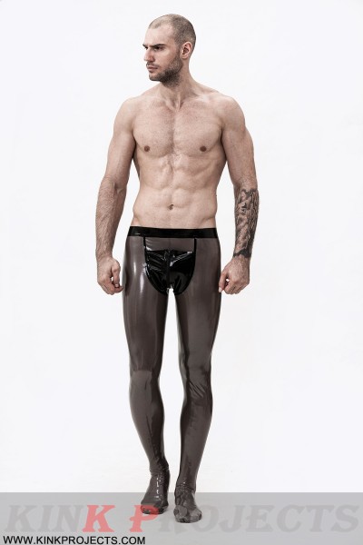 Male Transparent Latex Pouch-Front Leggings/Tights